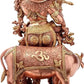 Brass Large Size Murli Krishna with a Cow on a Carved Pedestal Height 28 Inch (Gold and Copper colour)