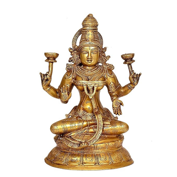 Brass Laxmi Statue (Height : 10.5 Inches) Study Setting