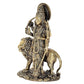 Fine Brass Durga Maa Standing with Lion Idol Hindu Goddess Sherawali MATA Murti MATA Rani Statue Figurine Home Temple (Height 5 Inch)