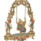 Brass Murlidhar Radha Krishna Murti Statue Idol Playing On Swing Idol Brass Statue, for Home Decor Mandir Pooja Temple (Height 18 Inch)