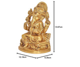 Ganesh brass idol statue (5.5 in) with size dimensions shown