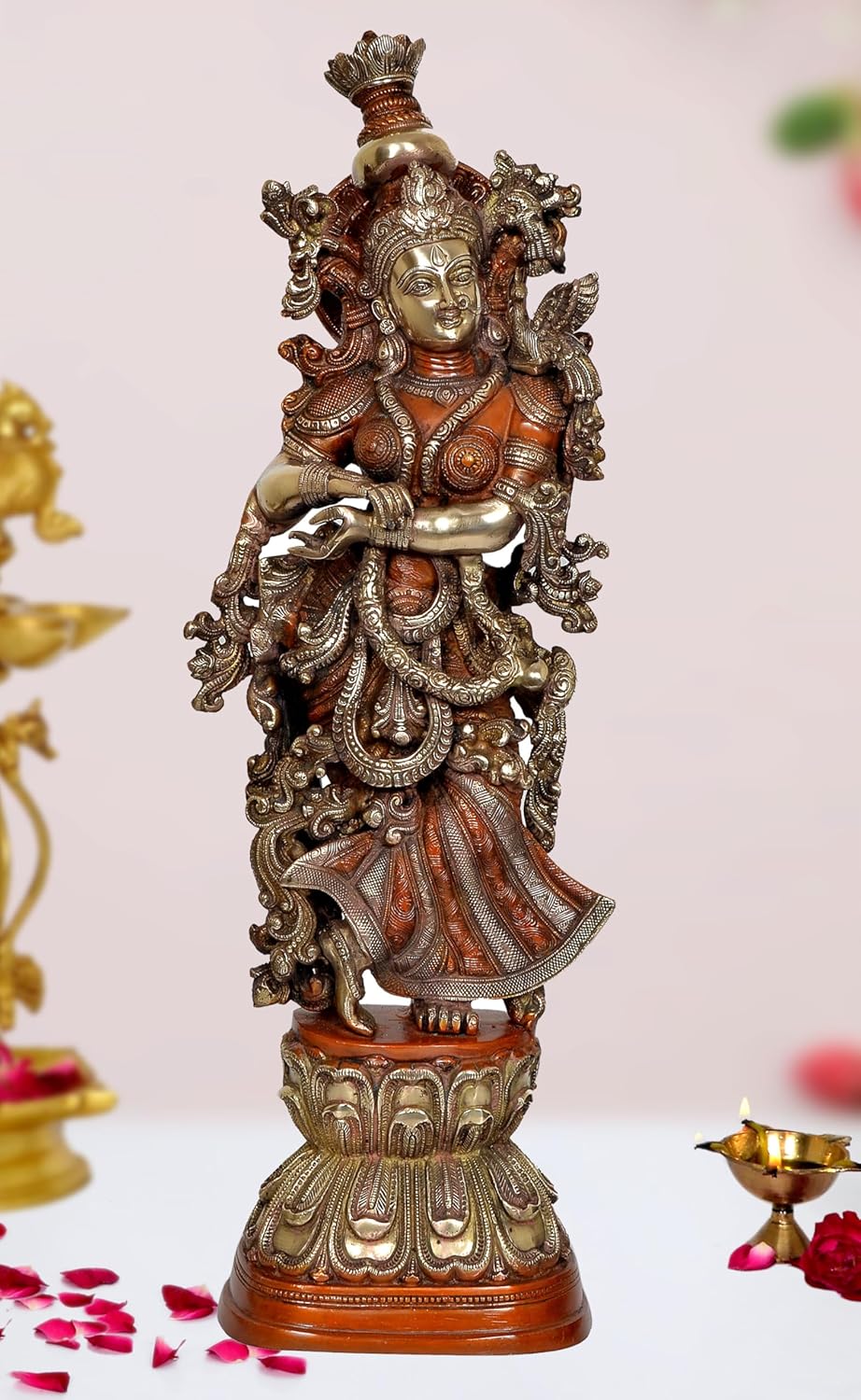 Brass Radha - Big Size - Radha Rani Murti Idol Statue Sculpture for Home Decor Office Pooja Mandir (Height 29 inch)