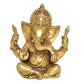 Brass Lord Ganesha Idol Sitting Ganesh Statue Decorative Sculpture for Home Decor Office Mandir Pooja Temple (Height 6 Inch)