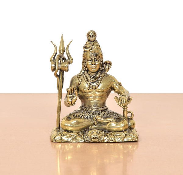 Superfine BrassLord Shiva Aashirwaad Mudra Murti (Height : 4.5 Inch) Entryway Setting