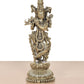 Bronze Lord Krishna Sculpture Playing Flute (Height 9 Inch)