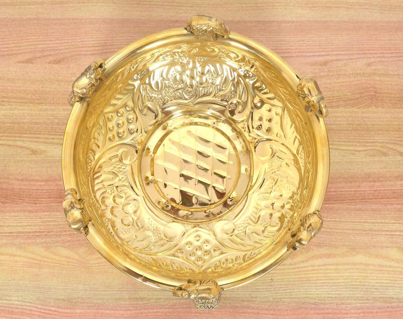 Brass Elephant with Urli Idol with Ghungroo (Height :5 inch)