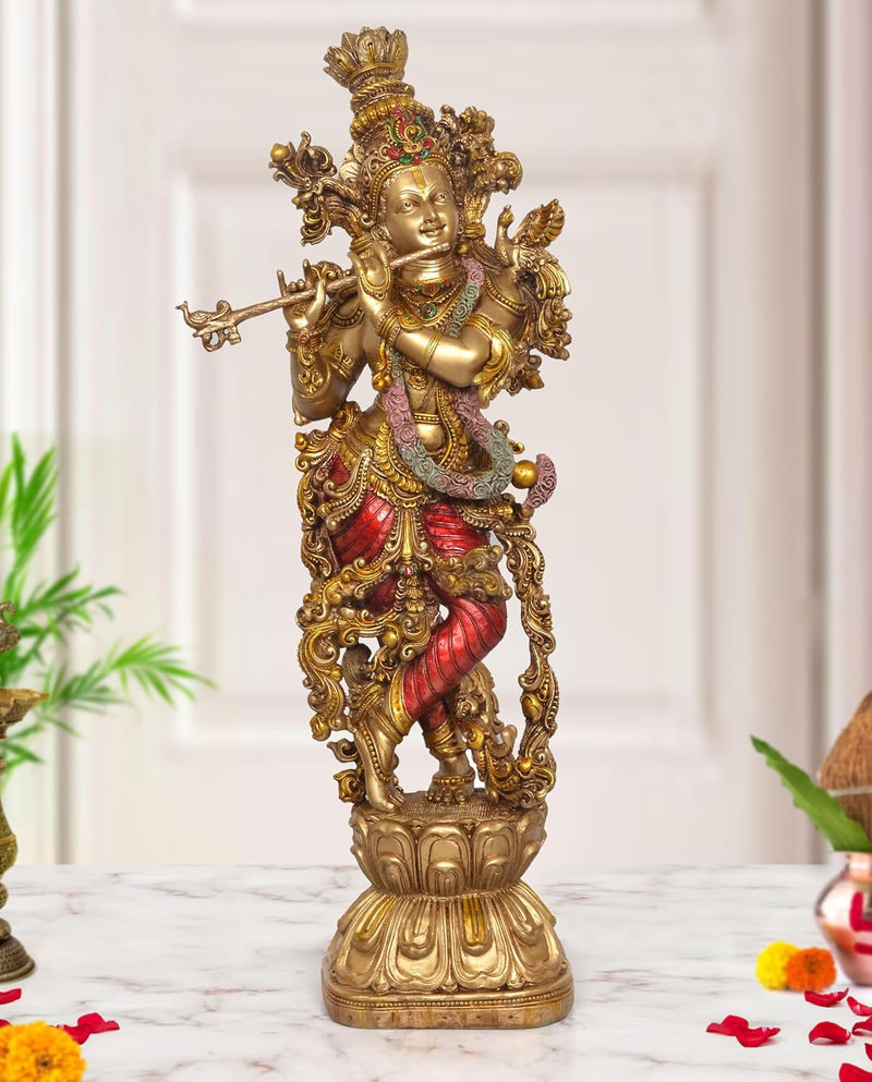 AONA Resin Krishna Playing Flute Statue