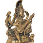 Brass Maa Saraswati Statue - Handcrafted Hindu Goddess Saraswati Idol for Home Decor and Pooja (Height 11 Inch)