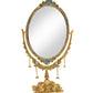 Metal Double Side Table Mirror Gold Plated Frame for Home Decor Room Table Showpiece (Height 8 Inch)