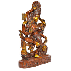 Brass Ardhanrishvara Shiva-Parvati sculpture, raised posture and small seated face