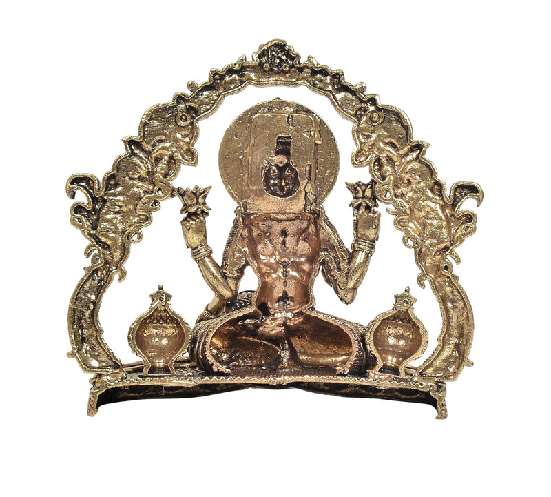 Bronze Goddess Lakshmi Idol with Arch Frame and Kalash Pots (Height:4 Inch)