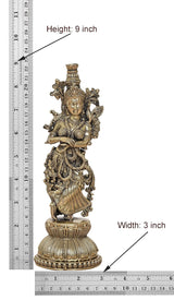 Superfine Brass Radha murti with height 9 inch; detailed seated figure on round base