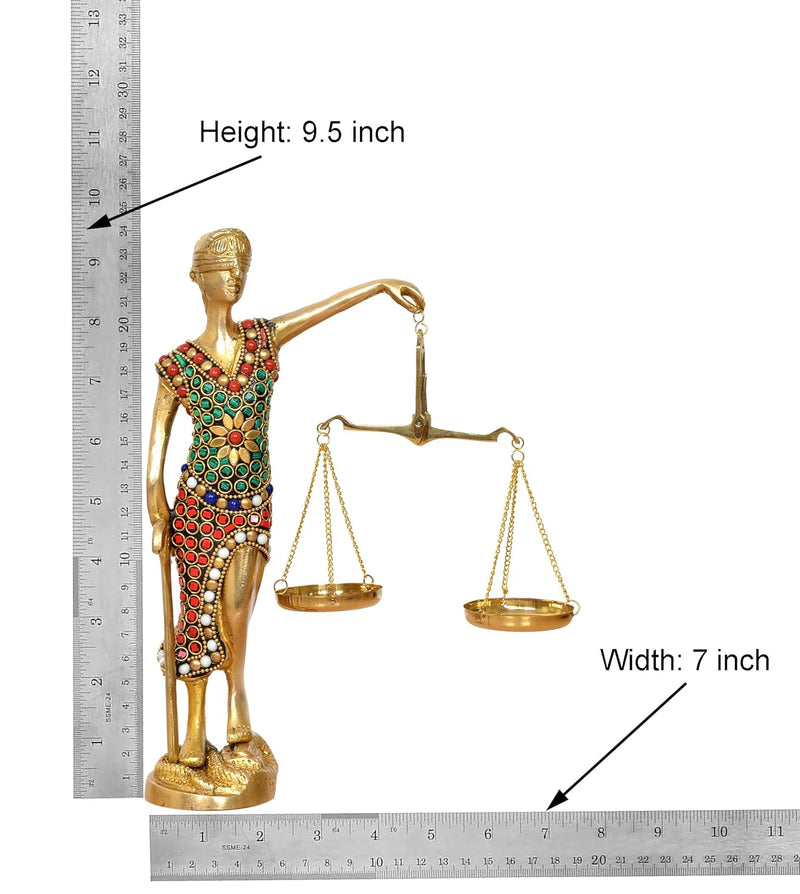 Brass Justice Lady Blind Folded Idol Golden (Height 9.5 Inch)