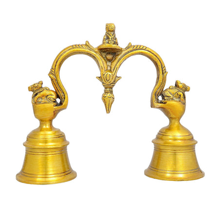 Brass 2 Join Bell with 3 Nandi (Height 5 Inch)