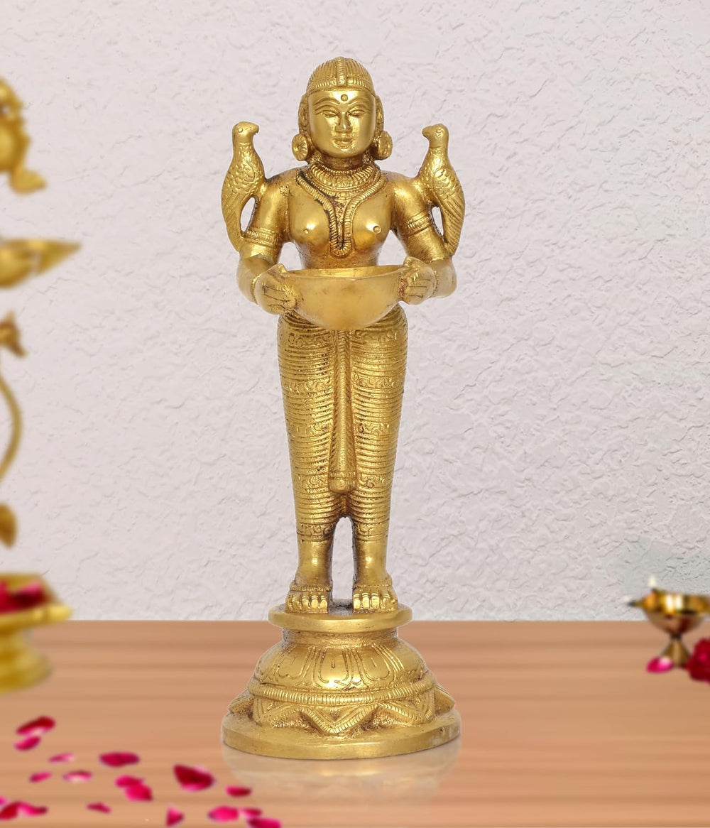 Brass Deep Lakshmi with Oil Lamp Deepam Diya (Height: 8 inch)