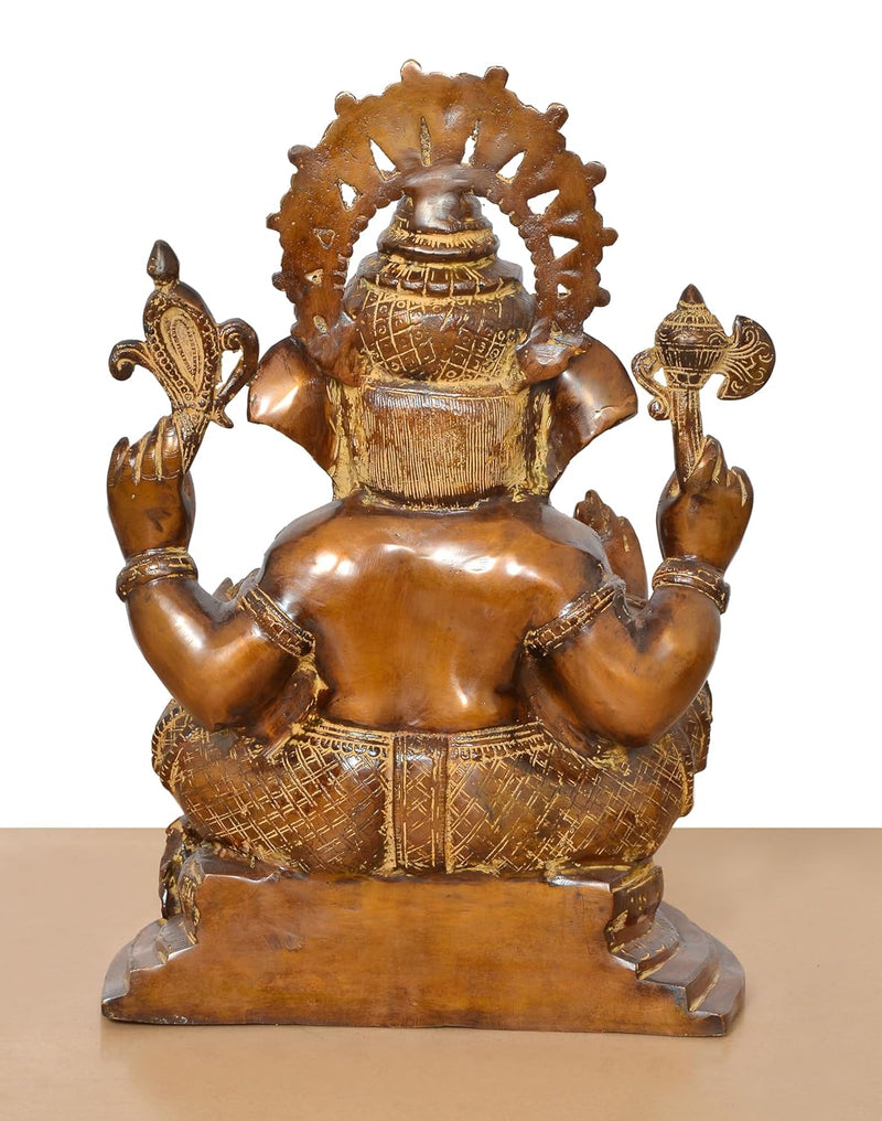 Brass Big Ganesha Statue (Height 19 Inch) Brown Color
