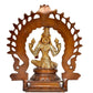 Brass Lakshmi Idol Laxmi Goddess Lakshmi Sitting with Prabhavali Laxmi Statue for Puja Temple at Home Decor Office (Height: 10 Inch)