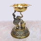 Brass Elephant Oil Lamp Diya for Home Pooja Antique Items Gift Items Deepam Diwali Home and Office Decor (Height: 5 Inch)