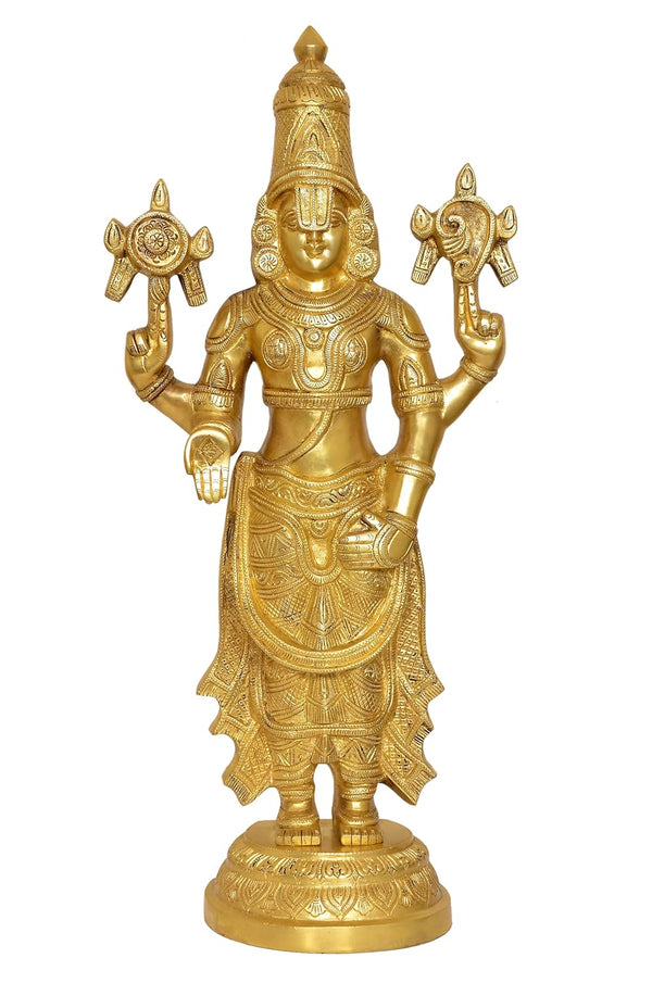 Brass Lord Tirupati Bala Ji Idol Statue for Home Temple Office Decor Figurine Showpiece (Height 24 Inch) Entryway Setting