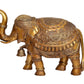 Brass Elephant Figurine - Decorative Statue for Home Decor, Feng Shui, and Good Luck (Height 16 Inch)