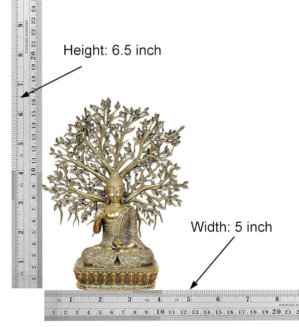Superfine Brass Buddha Tree Decorative Showpiece (Height 6.5 Inch) Study Setting