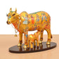 Resin Kamdhenu Cow with Calf God Figure Statue (Height: 8 Inch)