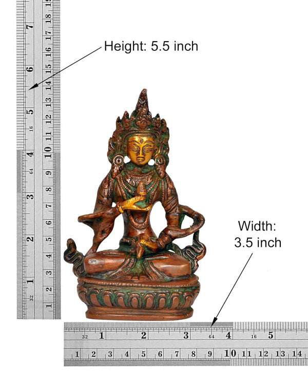 Brass Tara Devi Statue - Handcrafted Hindu Goddess Idol for Home Decor and Pooja Mandir Multicolor (Height 5.5 Inch)