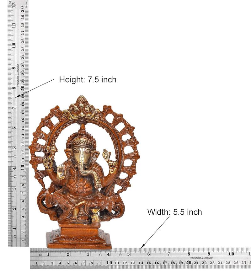Brass Handcrafted Goddess Lakshmi and Lord Ganesha Idol (Height 7.5 Inch)