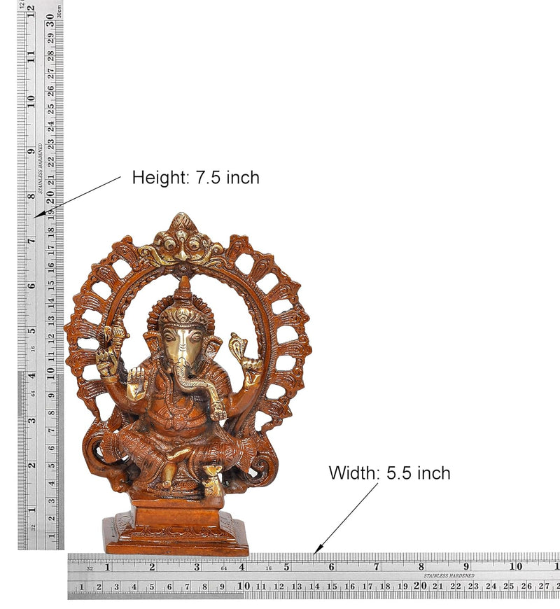 Brass Laxmi Ganesh Statue - Handcrafted Goddess Lakshmi and Lord Ganesha Idol for Home Decor and Pooja - Hindu Deities Figurine (Height 7.5 Inch)