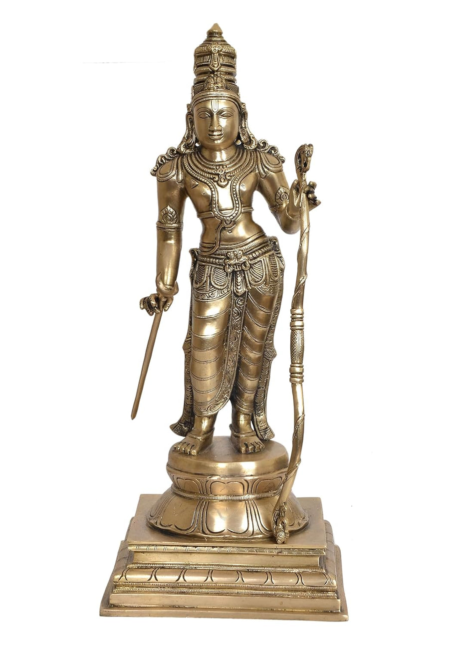 Brass Lord Rama Statue with Stonework Ram ji with Dhanush Idol Statue for Home Decor Pooja Mandir (Height 21 inch) Craft Detail