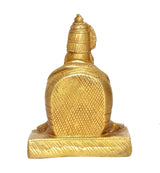 Golden brass Tulja Bhavani idol statue, rear view with detailed back and base