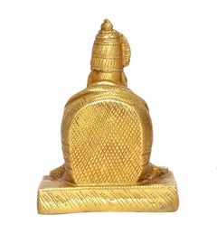 Golden brass Tulja Bhavani idol statue, rear view with detailed back and base