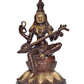 Brass Saraswati Seated on Lotus - Handcrafted Hindu Goddess Saraswati Idol for Home Decor and Pooja (Height 10 Inch)