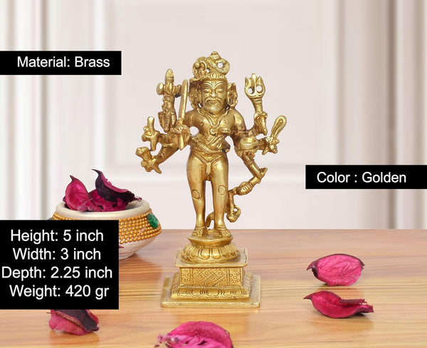 Brass Lord Shri Kaal Batuk Bhairava Idol (Height 5 Inch) Entryway Setting