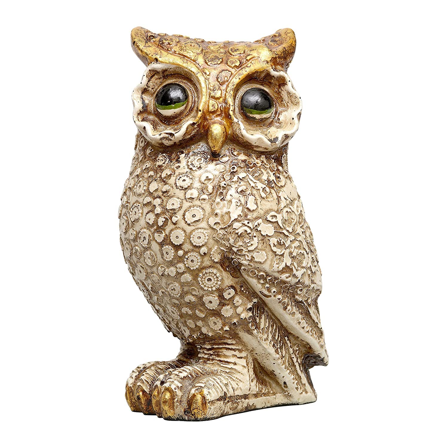 Modern Beautiful Classy Lucky Owl Resin Art Figure (White, Medium) Height 5 Inch