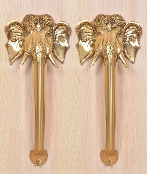 Brass Ganesha Face Door Handle Pair (Pack of 2) (Height : 11.5 inch) Study Setting