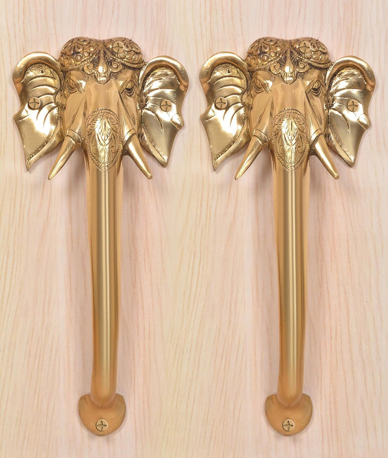 Brass Ganesha Face Door Handle Pair (Pack of 2) (Height : 11.5 inch)