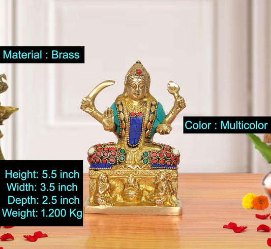 Brass Goddess Santoshi Maa Statue (Height: 5.5 inch)