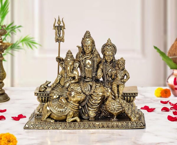 Superfine Brass Shiv Parivar Murti (Height : 6.5 Inch)