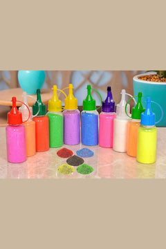 Rangoli colour powder tube kit with multicolor bottles, 10-pack for festive decoration