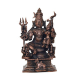Copper Shiv Parivar showpiece statue, detailed seated deity with trident and hand gestures