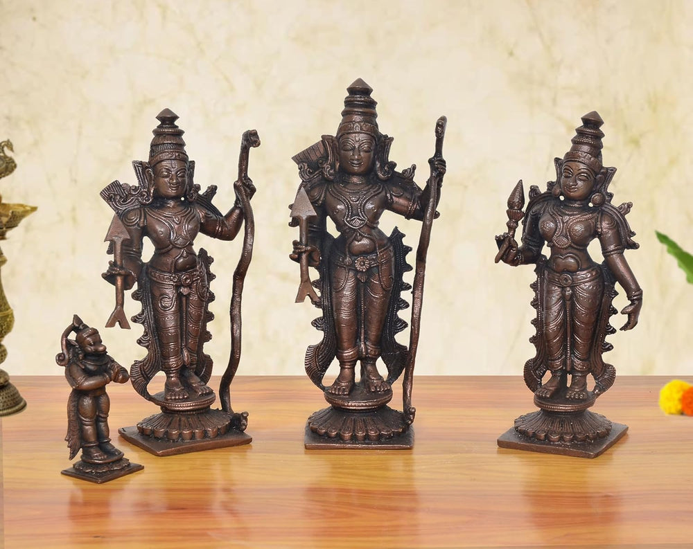 Copper Ram Darbar| Lord Ram, Sita, Lakshman & Hanuman Ji Murti (Height: 7 Inches)