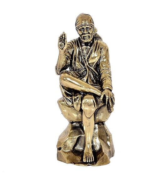 Fine Brass Shirdi Sai Baba Statue Idol Sai Baba Religious Statue (Height: 3 Inch)