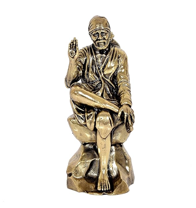 Fine Brass Shirdi Sai Baba Statue Idol Sai Baba Religious Statue (Height: 3 Inch) Craft Detail