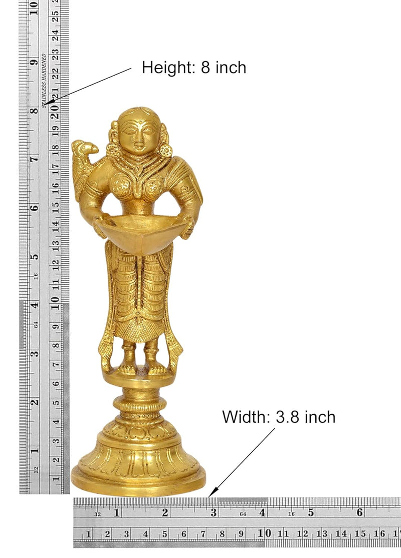 Brass Deep Lakshmi with Oil Lamp Deepam Decorative Puja Home Temple lamp Diwali Gifts Home (Height: 8 inch)