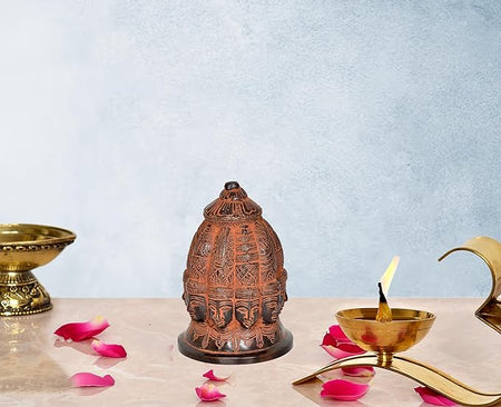 Superfine Brass Lord Shiva 9 Faces Stupa Brass Idol Home Decor Figurines (Height 4.5 inch)