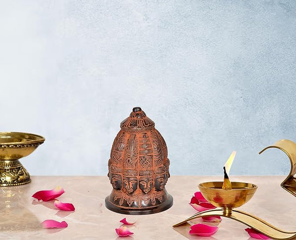 Superfine Brass Lord Shiva 9 Faces Stupa Brass Idol Home Decor Figurines (Height 4.5 inch)