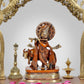 Brass Lord Krishna with Cow Idol Figurine Sculpture Playing Flute Statue Decorative Showpiece, (Height 6.5 Inch)