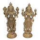 Indian Lord Vishnu with Maa Lakshmi Standing Statue Decorative Showpiece - (Brass, Height 13")