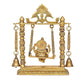 Ganesha Sitting on Swing Idol Ganesha Religious Multicolor Brass Statue (Height 8.5 Inch)